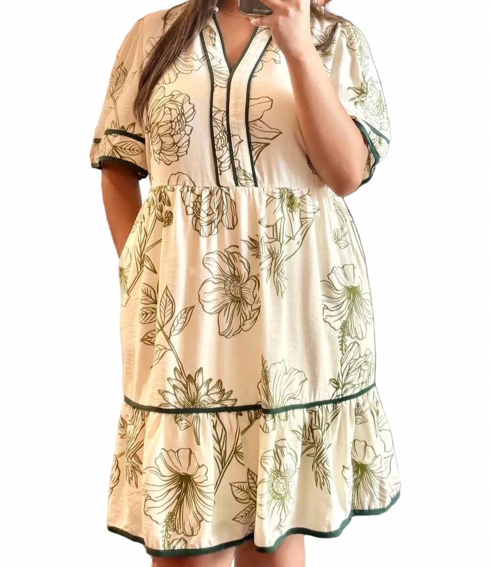 NEW SHE + SKY elizabeth tiered short dress in green